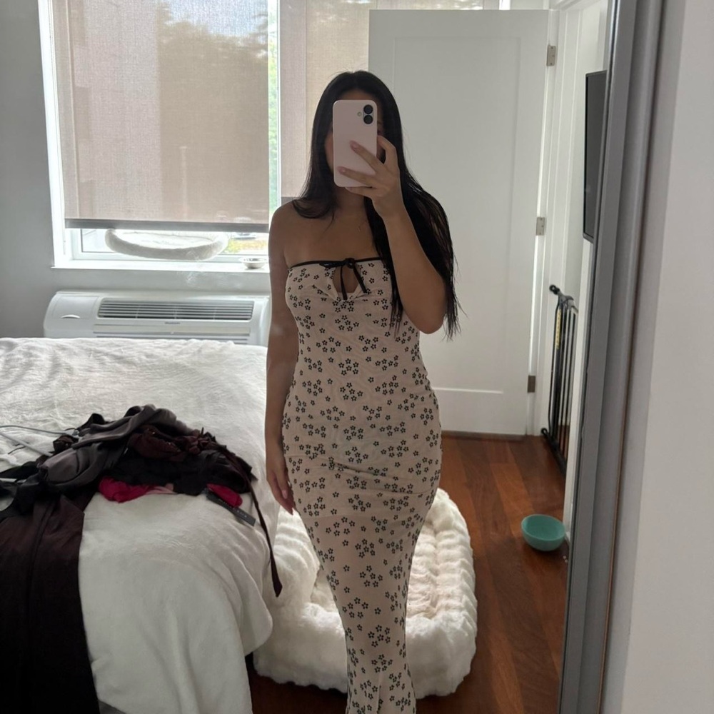 LIONESS Floral Strapless Dress